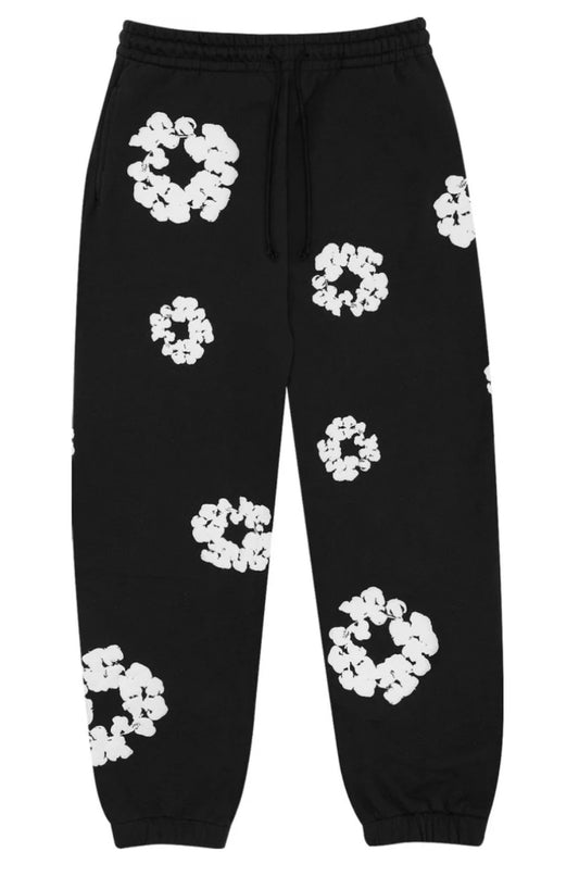 The Cotton Flower Wreath Sweatpants 'Black'