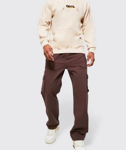 Elasticated Waist Relaxed Fit Buckle Cargo Trouser