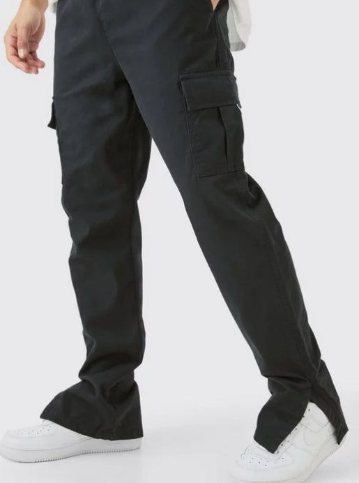 Elasticated Waist Slim Fit Cargo Split Hem Trouser