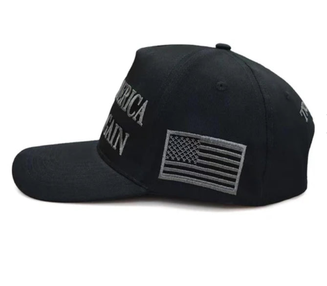 Trump Musk 2024 BLACK Hat 45 47 MAGA Hat Trump Musk Black Cap Make America Great Again Slogan with USA Flag Unisex Adjustable