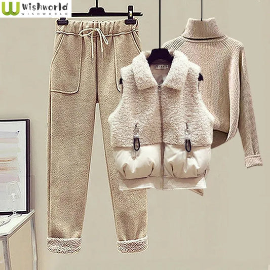 Autumn and Winter Women's Suit Lamb Wool Vest Thickened